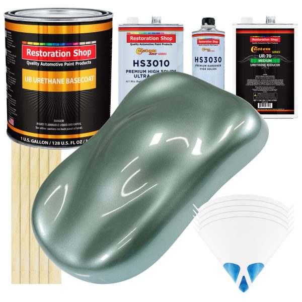 Slate Green Metallic - Urethane Basecoat with Premium Clearcoat Auto Paint - Complete Medium Gallon Paint Kit - Professional Gloss Automotive Coating Cheap