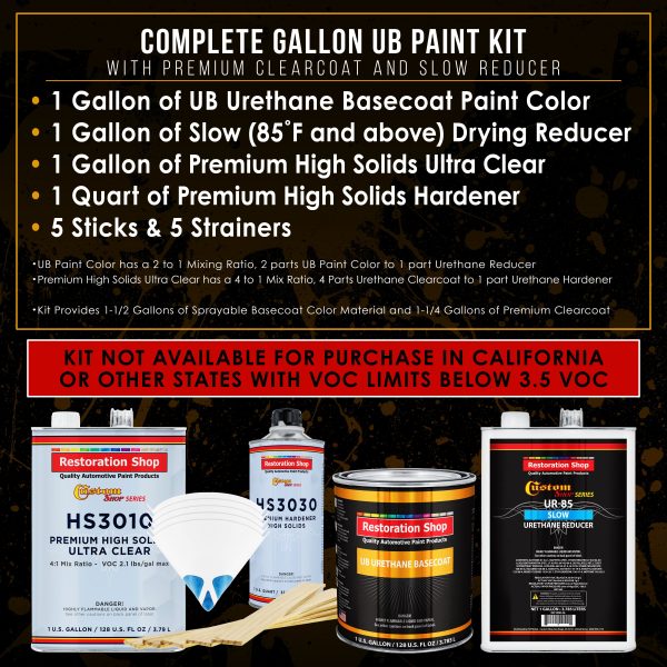 Chop Top Silver Metallic - Urethane Basecoat with Premium Clearcoat Auto Paint (Complete Slow Gallon Paint Kit) Professional Gloss Automotive Coating Discount - Image 2