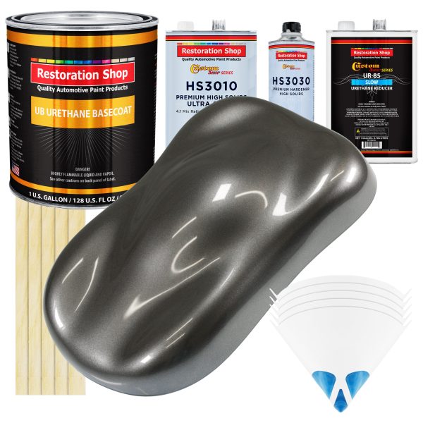 Chop Top Silver Metallic - Urethane Basecoat with Premium Clearcoat Auto Paint (Complete Slow Gallon Paint Kit) Professional Gloss Automotive Coating Discount