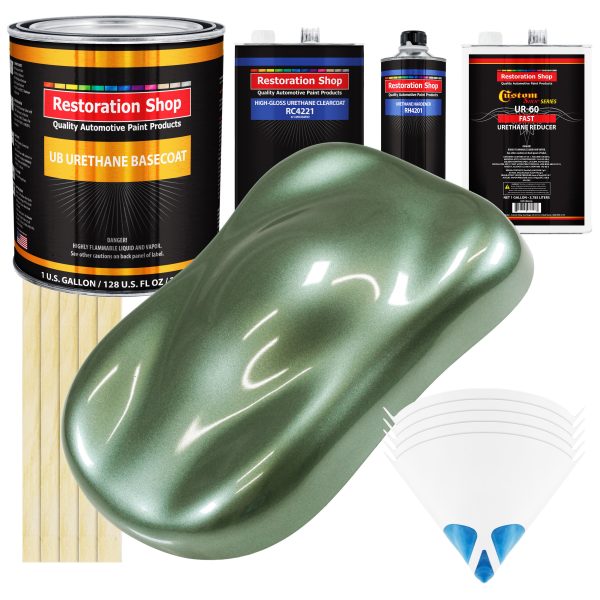 Fern Green Metallic - Urethane Basecoat with Clearcoat Auto Paint - Complete Fast Gallon Paint Kit - Professional Gloss Automotive Car Truck Coating Sale