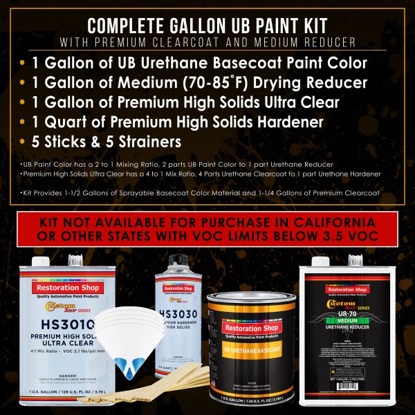Pewter Silver Metallic - Urethane Basecoat with Premium Clearcoat Auto Paint (Complete Medium Gallon Paint Kit) Professional Gloss Automotive Coating Fashion - Image 2