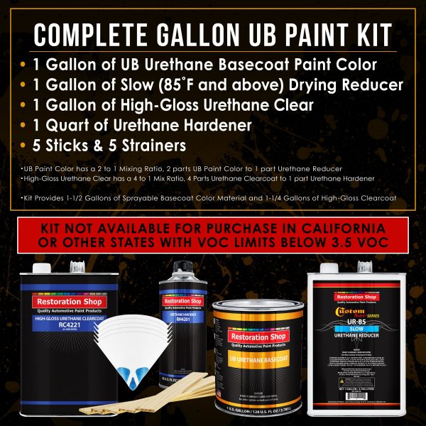 Sterling Silver Metallic - Urethane Basecoat with Clearcoat Auto Paint - Complete Slow Gallon Paint Kit - Professional Automotive Car Truck Coating For Cheap - Image 2