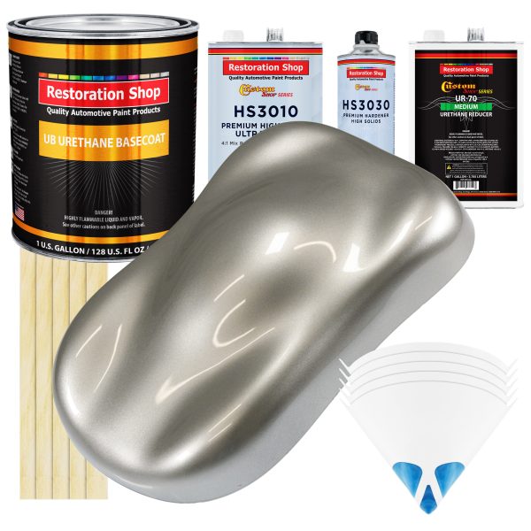 Pewter Silver Metallic - Urethane Basecoat with Premium Clearcoat Auto Paint (Complete Medium Gallon Paint Kit) Professional Gloss Automotive Coating Fashion
