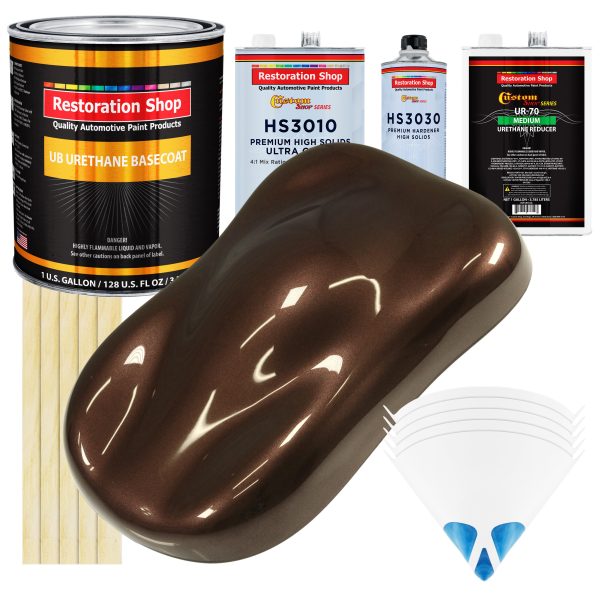 Mahogany Brown Metallic - Urethane Basecoat with Premium Clearcoat Auto Paint (Complete Medium Gallon Paint Kit) Professional Gloss Automotive Coating Fashion