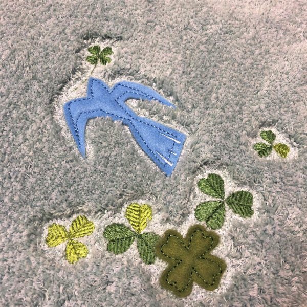 Senko Japan Bird Toilet Lid Cover Washing Light Blue Lucky Motif Embroidery 13660 Online Sale - Image 2